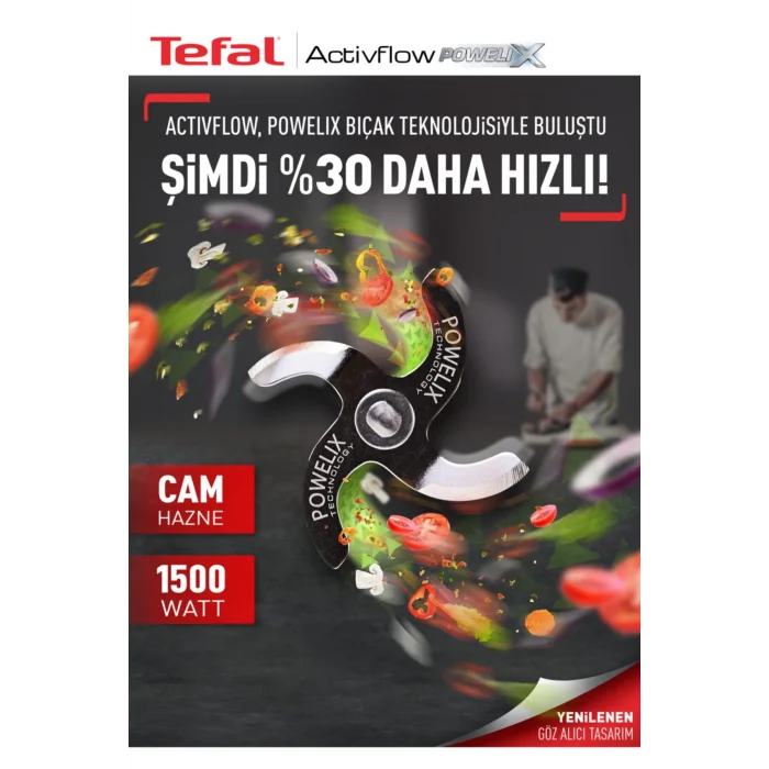 Tefal Powelix Activflow Expert 4 Bıçaklı 1500 Watt Cam Hazneli Blender Seti - Gümüş