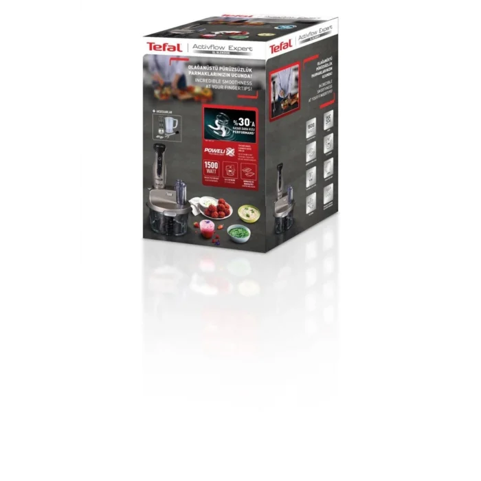 Tefal Powelix Activflow Expert 4 Bıçaklı 1500 Watt Cam Hazneli Blender Seti - Gümüş