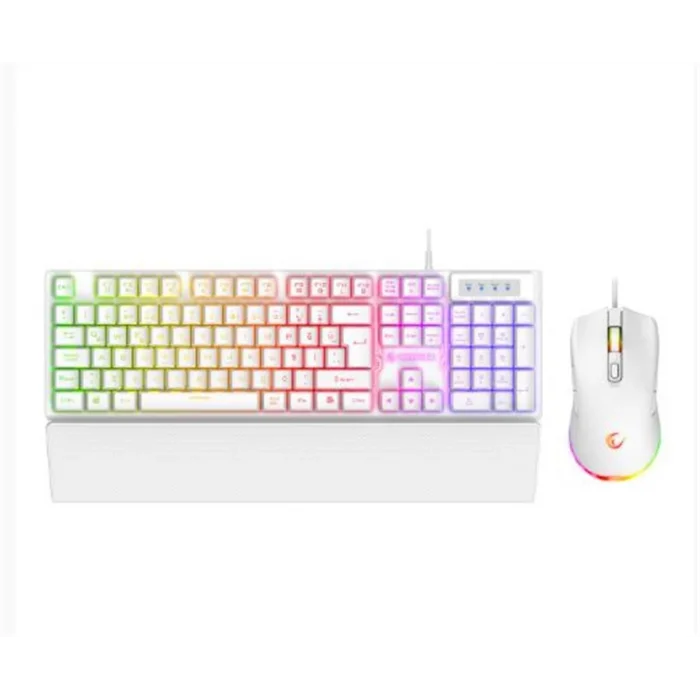 Rampage KM-RX7 FORTUNA V2 Gökkuşağı Aydınlatmalı USB Beyaz  Combo Q Gaming Klavye + 12800 dpi Mouse