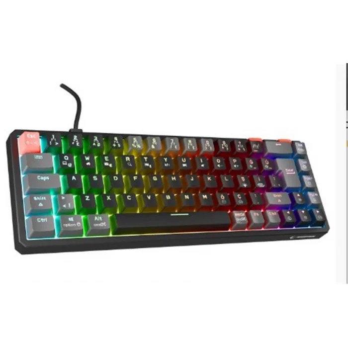 Rampage YORU MINI Siyah-Gri Type-C Bağlantılı OUTEMU Red Swich Q Mekanik Gaming Oyuncu Klavye RGB