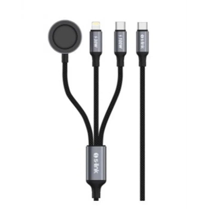 S-link Armor CLW-01 100W 1.2m Type-C to Type-C Lightning Siyah Hızlı Şarj Kablosu