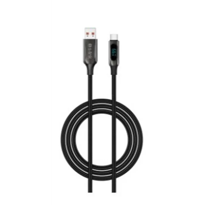 S-link Armor LED UC-066 66W 1m USB to Type-C PD Örgülü LED Başlıklı Siyah Hızlı Şarj Kablosu