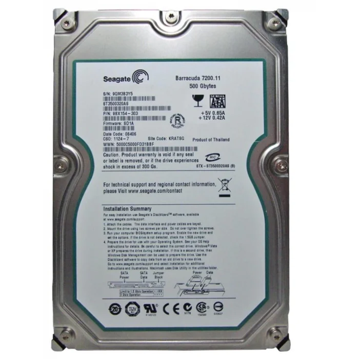 Seagate 500GB ST3500320AS 7200Rpm 32Mb Sata 3.0Gb-S 3.5 Harddisk (İthalat)