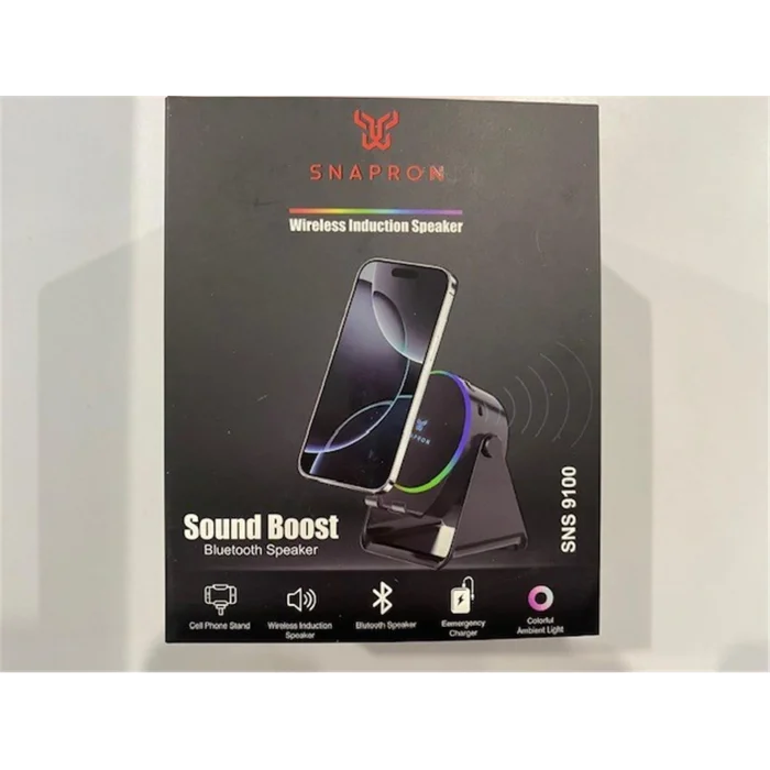 Snapron SNS-9100 Siyah (İNDUCTİON Özellikli) RGB Bluetooth Speaker (Phone Stand-Ambient Light)