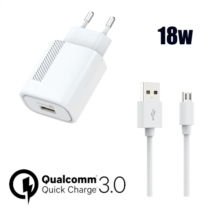 SWORD 18W Hızlı Şarj ve Data Kablosu, QC3.0 Adaptör, Micro USB, Güvenli&Dayanıklı,Yüksek Hızlı Şarj