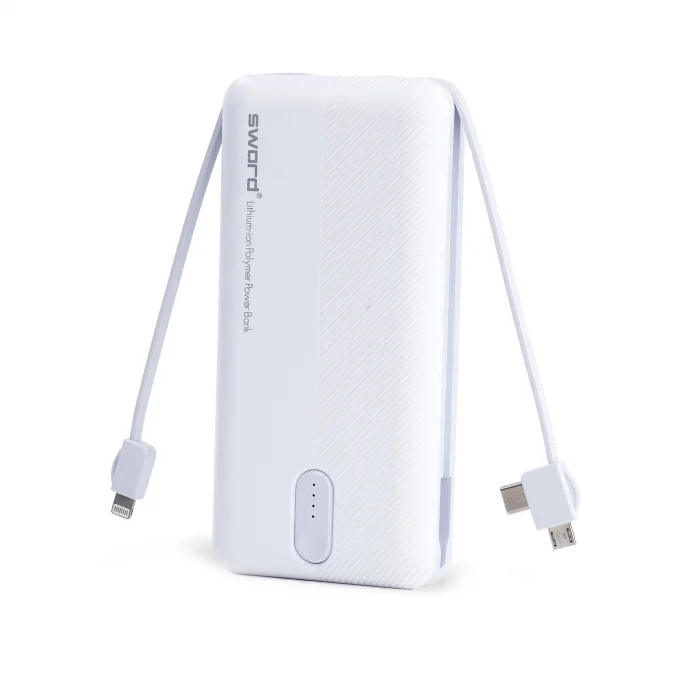 SWORD 20.000mAh Kendinden Kablolu Hızlı Güvenli Şarj Taşınabilir Powerbank iPhone,Android Uyumlu SW-20PO3