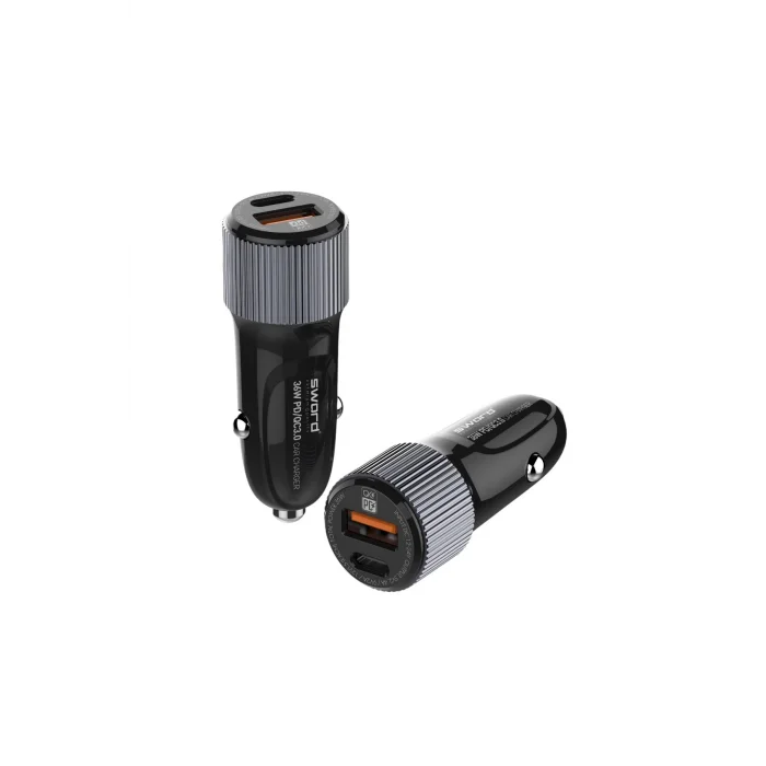 SWORD 38W QC3.0+PD3.0 Hızlı Araç Şarjı, USB-C & USB-A, Akıllı Çip, LED Işık SW-1U1CQ3