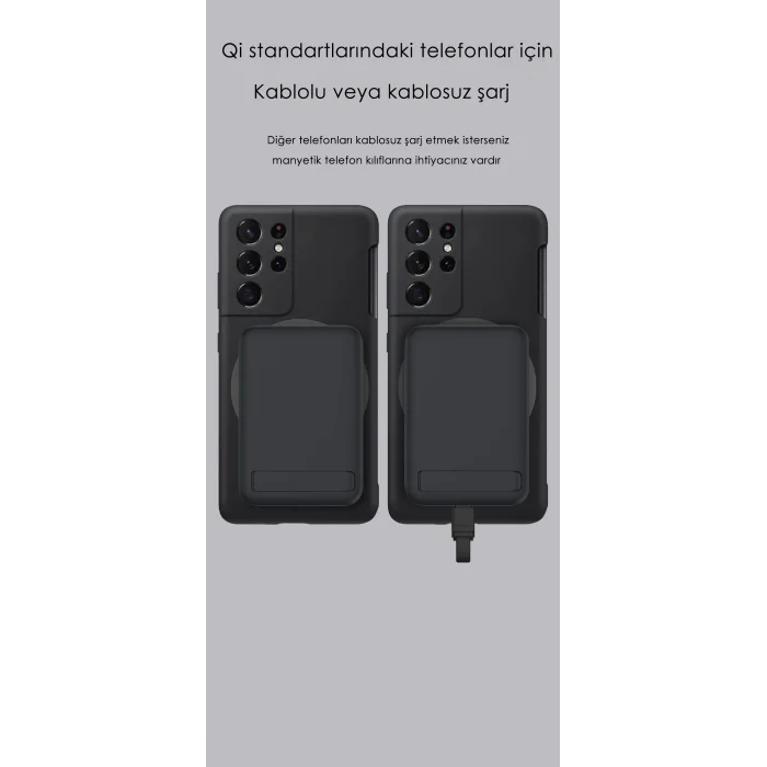 SWORD Magsafe Powerbank 10.000mAh 20W Hızlı Şarj Standlı ve Taşınabilir iPhone ve Android Uyumlu Siyah SW-MGSF10