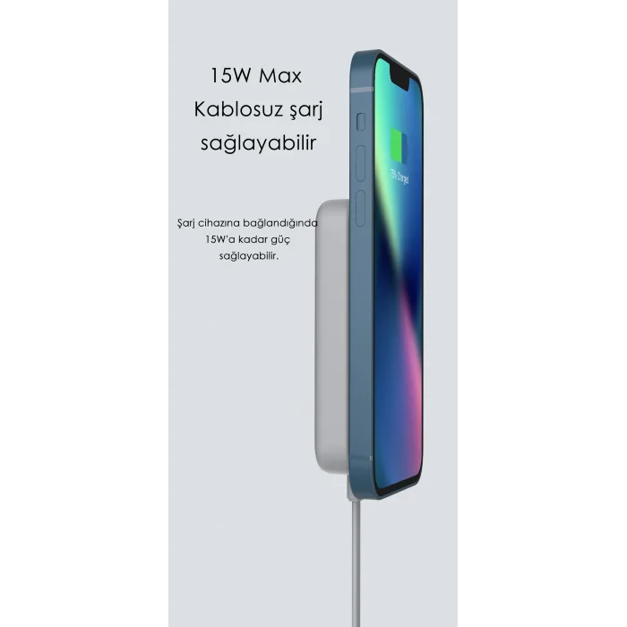 SWORD Magsafe Powerbank 10.000mAh 20W Hızlı Şarj Standlı ve Taşınabilir iPhone ve Android Uyumlu Siyah SW-MGSF10