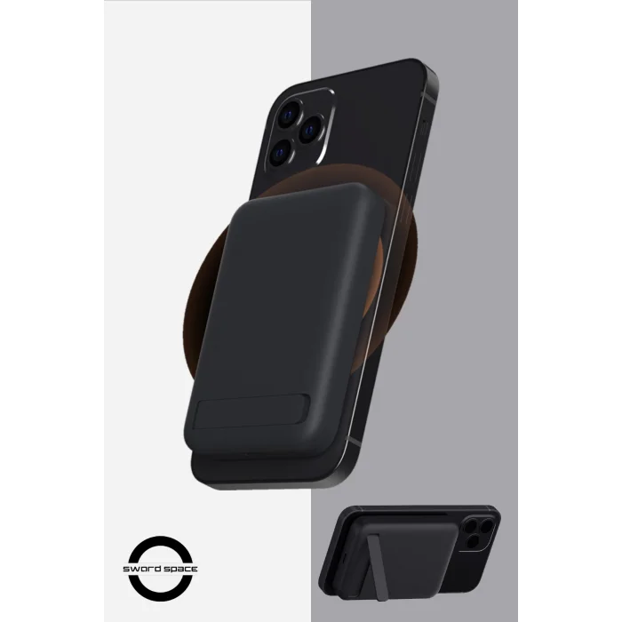 SWORD Magsafe Powerbank 10.000mAh 20W Hızlı Şarj Standlı ve Taşınabilir iPhone ve Android Uyumlu Siyah SW-MGSF10