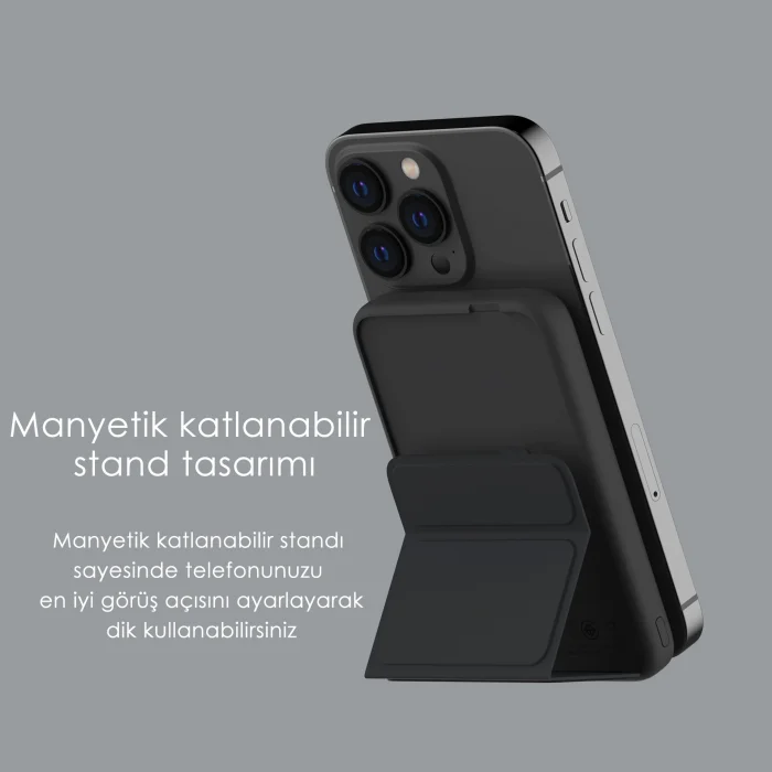 SWORD Magsafe Powerbank 7000mAh 20W Hızlı Şarj Standlı ve Taşınabilir iPhone ve Android Uyumlu Beyaz SW-MGSF7