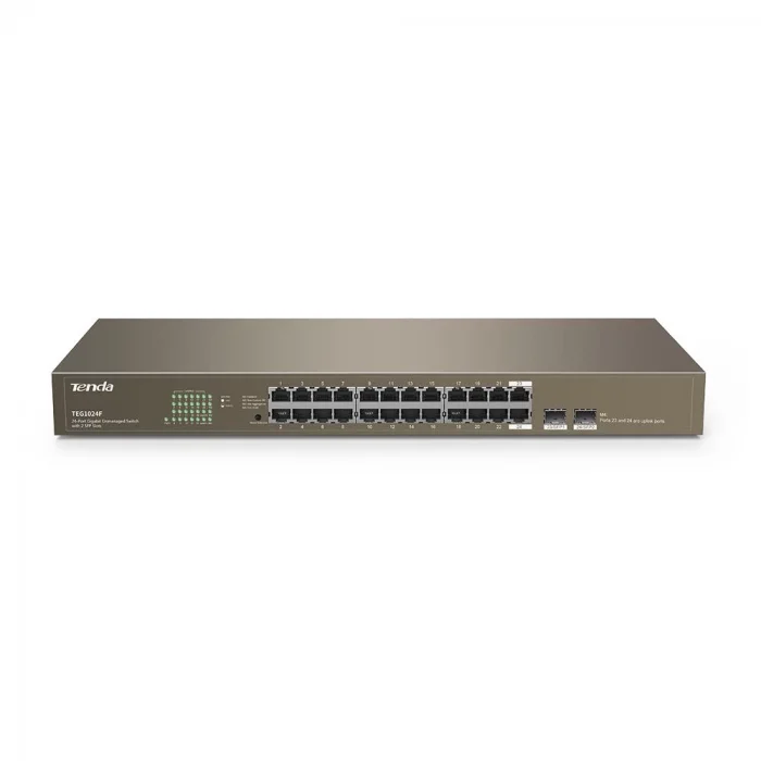 Tenda TEG1024F 24 Port 10-100-1000 Mbps + 2 Port SFP Switch Çelik Kasa Rack Mount