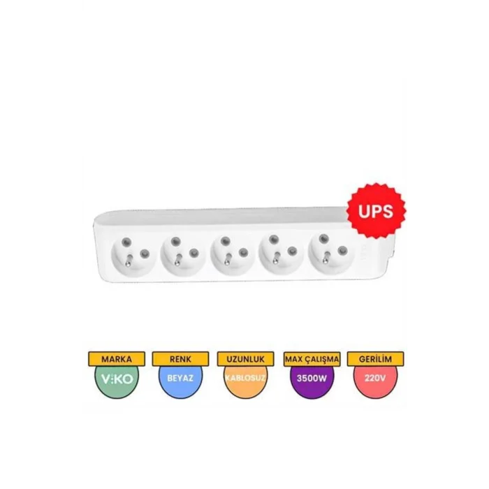 Viko Klemensli Ups Topraklı Çocuk Korumalı Beşli Priz