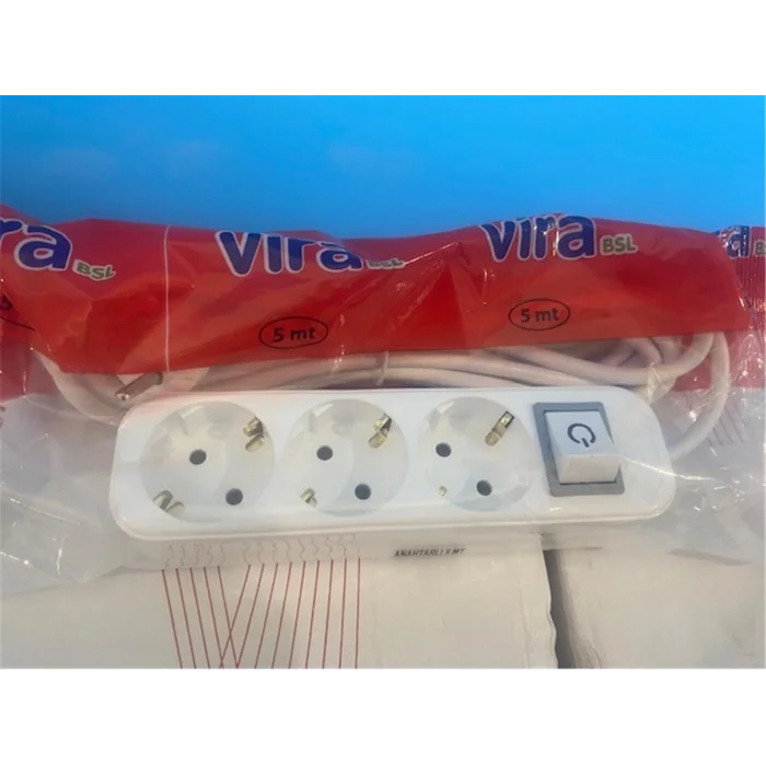 Vira 3lü 2mt Anahtarlı Topraklı Priz