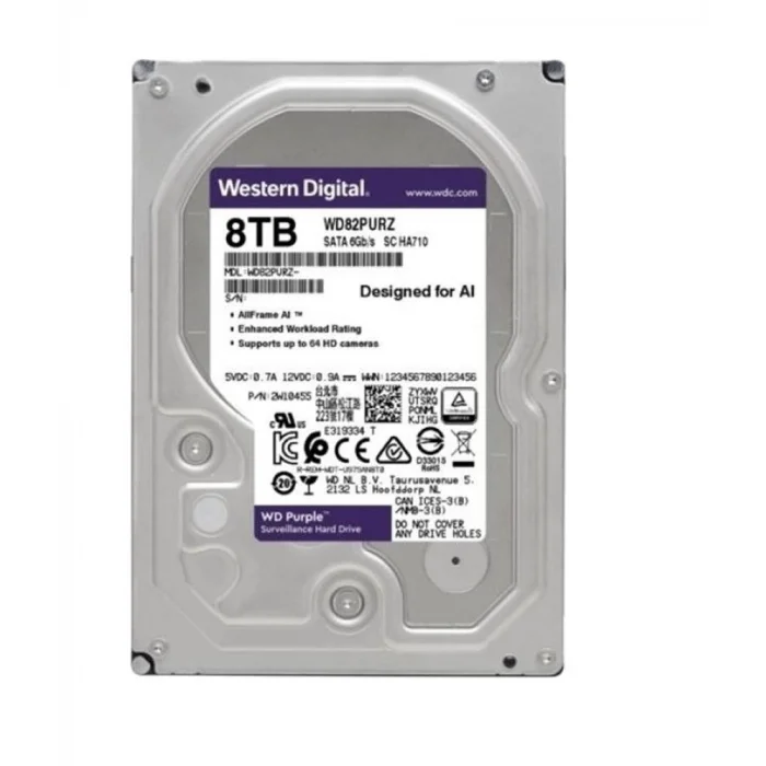 Wd 8Tb Purple WD82PURZ 7200RPM 256MB 7x24 Güvenlik Harddisk (İthalat)