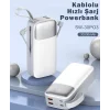 Sword 30000 Mah PD 22.5 W Hızlı Şarj Kendinden Kablolu Type-C & Lightning Powerbank Beyaz SW-30PO3