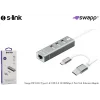 S-link Swapp SW-U222 Type-c Usb 2.0 10-100mbps 3 Port Usb Ethernet Adaptör