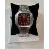 Swiss Plus Man Watch Premium Seri Model-9 RS23146 Bordeaux-Silver