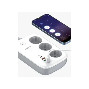 Sword Wi-Fi Akıllı Priz, 30W Type-C, Akım Korumalı, 3’lü Priz + 3 USB, Uzaktan Kontrol ve Zaman Ayarlı, 2metre SW-3PU1C