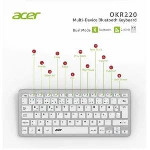 Acer OKR220 Beyaz MultiDevice Dual Mode 2.4GHZ Bluetooth Klavye (Smart Tv)(Android)