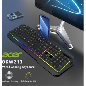 Acer OKW213 Siyah RGB Rainbow Backlit Gaming Keyboard Rainbow (Kablo Uzunluğu 1,5mt)
