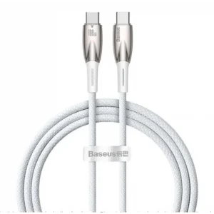 Baseus Glimmer Series CADH000702 1mt 100w  Beyaz PD Type-C To Type-C Şarj Kablosu Örgülü