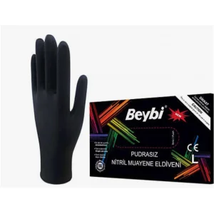Beybi Muayene Large Pudrasız Siyah Nitril  Eldiven