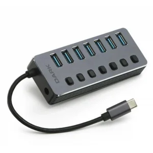 Dark DK-AC-USB371C 7 Port USB 3.0 Hub, Harici Adaptörlü USB Çoklayıcı Type-C HUB