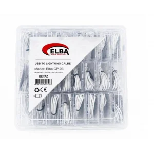 Elba CP-03 Şeffaf Kutulu Usb To Lightning 24lü Beyaz Şarj Kablosu