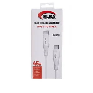 Elba ELB-2703 45w Type-c To Type-c 1mt Beyaz Silikon Şarj Kablosu 480Mps Hızlı Şarj