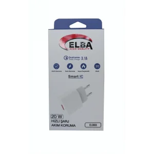 Elba ELB03-20USB Beyaz 20W USb Şarj Kafa QC4.0(Akıllı Koruma-Hızlı Şarj-Isıya Dayanıklı)