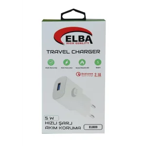 Elba Elb09 5W 2.1A Hızlı Şarj Akıllı Koruma Usb EV Şarj Kafa