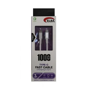 Elba Elb120-1 120w   Type-c To Type-c 1Mt Siyah Örgülü  Şarj Kablosu ( Data Veri )
