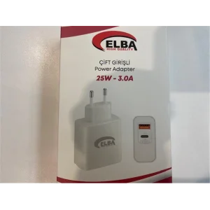 Elba ELB15 25W 3.0A Usb-A To Usb-C Çift Girişli Hızlı Şarj Akım Koruma Isıya Dayanıklı EV Şarj Kafa