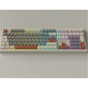 Everest KM-77 Runa Gri-Krem-Kahve Usb Rainbow Aydınlatmalı Sessiz Q Klavye + Mouse Set
