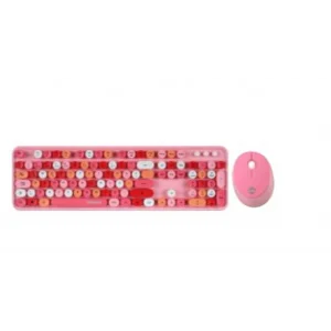 Everest ROUND KM-6282 Renkli Tuşlu Pembe Kablosuz Q Multimedia Klavye + Mouse Set