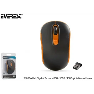 Everest SM-804 Usb Siyah-Turuncu 800-1200-1600dpi Kablosuz Mouse