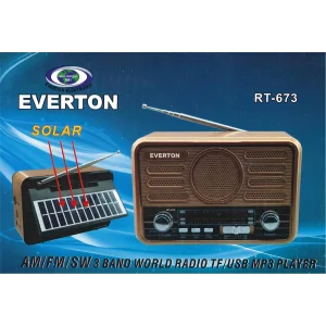 Everton Rt-675  Bluetooth Fm-Usb-Tf-Aux Şarjlı Solar Nostaljik Radyo