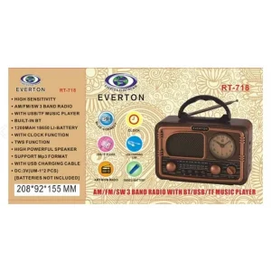 Everton RT-718 Bluetooth-USB-SD-FM Şarjlı Nostaljik Radyo