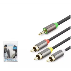 HADRON HDX1065 3.5MM TO 3RCA KABLO 2LINE GOLD 3M SİYAH