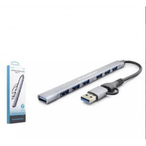 Hadron Hdx7857 Usb + Type-C Hub 7In1 1-Usb3.0 6-Usb2.0 Gri