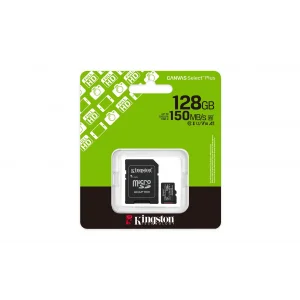 Kingston SDCS3-128GB 128GB microSDXC Canvas Select Plus Gen3 150MB-s A1 Card + Adapter Hafıza Kartı