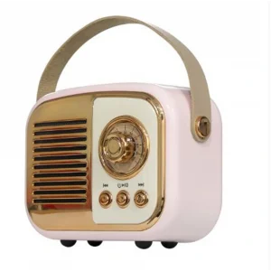 Mikado MD-24BT Echoes 3W 800mAh Pembe Usb+TF Kart+Bluetooth Destekli Klasik Retro Müzik Kutusu