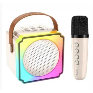 Mikado MD-61BT Krem USB+Bluetooth Destekli Wireless Karaoke Mikrofonlu 1200mAh Taşınabilir Speaker