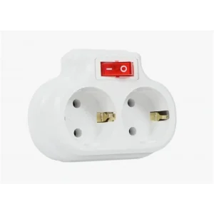 Mutlusan 2li Topraklı Anahtarlı Beyaz Fiş,Priz Düz Tip (001 170 033007 00 00 )