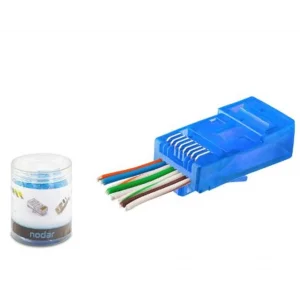 NODAR ND2404 CAT6 EZ RJ45 Konnektör 100 Adet Plastik Kutu - Mavi