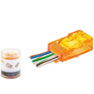 NODAR ND2405 CAT6 EZ RJ45 Konnektör 100 Adet Plastik Kutu -Turuncu