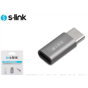 S-link SL-TA25M Gümüş Metal Gövde MicroUSB 5pin F to Type C M Çevirici