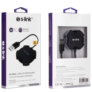 S-link Swapp SW-U212 Siyah Usb 2.0 4 Port Hub Kablolu Çevirici Adaptör