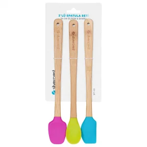 Silver Crest SPT-03 3 Lu Renkli 26CM Uzun Silikon Bambu Spatula Seti